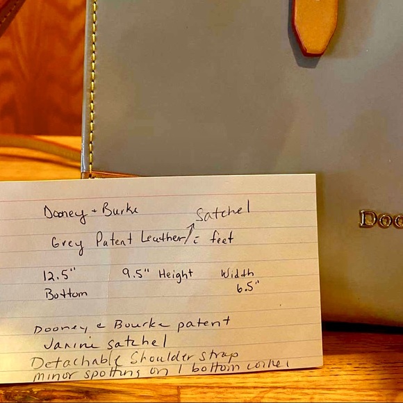 Dooney & Bourke Patent Leather Shoulder Satchel & Crossbody Blue Gray Janine - Picture 4 of 6